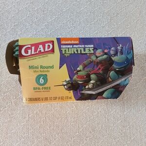 glad ♡ ninja turtles 6 mini round plastic ware storage containers tmnt